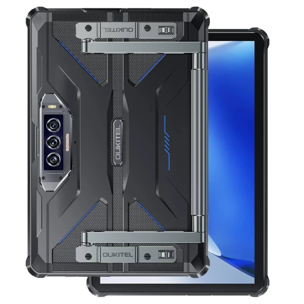 Tableta Oukitel RT7 Titan, Procesor Dimensity 720 Octa-Core, Ecran IPS FHD+ 10.1", 12GB RAM, 512GB Flash, Waterproof IP68/IP69K, 48MP+32MP, 5G, Dual SIM, Android, Fara incarcator Albastru