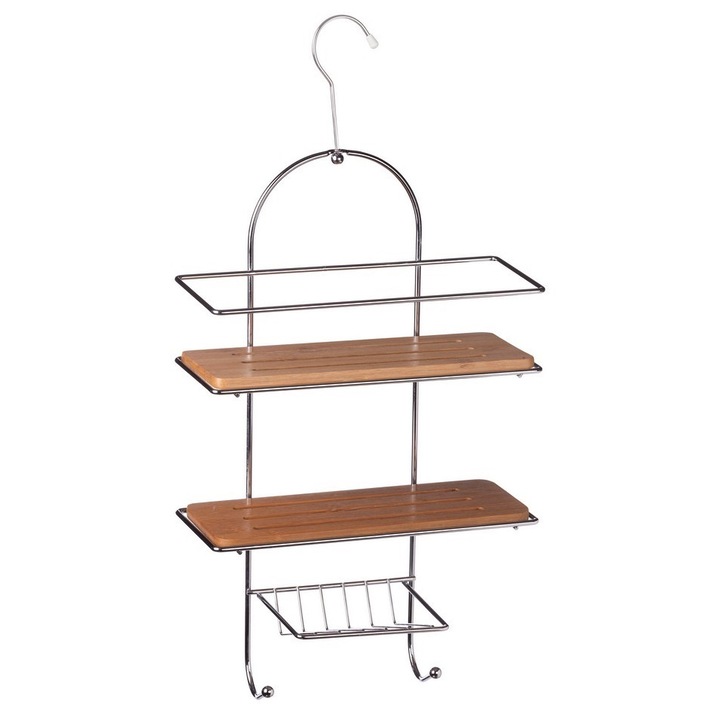 Окачен рафт 2 рафта метал бамбук 25 x 11 x 40,5 см