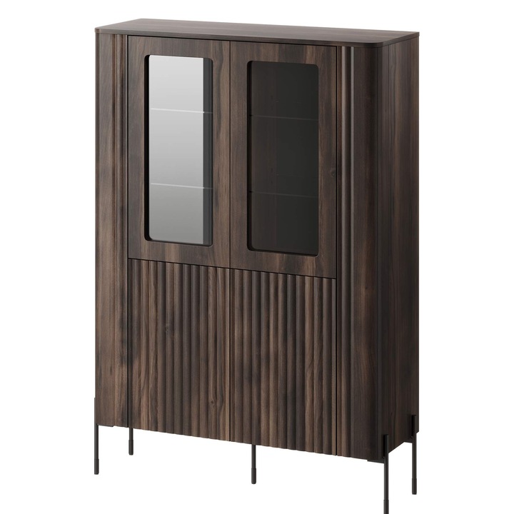 Vitrina Wompor 110, MIRJAN 24, stejar baroc ristretto, 40x110x160 cm