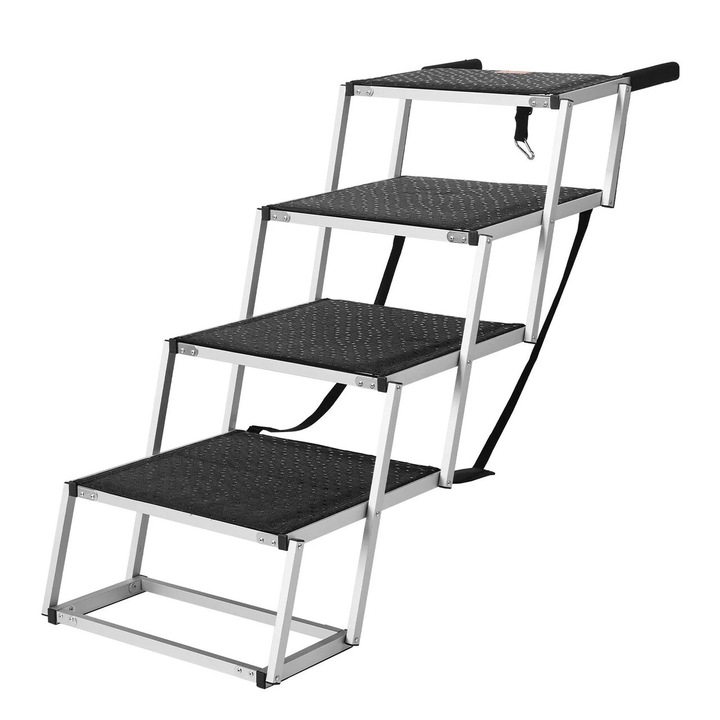 Scară pliabilă Vivatechnix cu 4 trepte, negru/argintiu, suprafață antiderapantă, greutate maximă 113 kg, dimensiuni 1040x885mm
