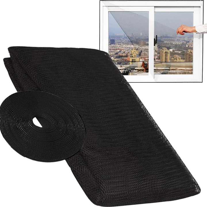 Plasa anti insecte pentru fereastra cu velcro autoadeziv 180x150 cm protectie tantari muste pentru geam si usa balcon