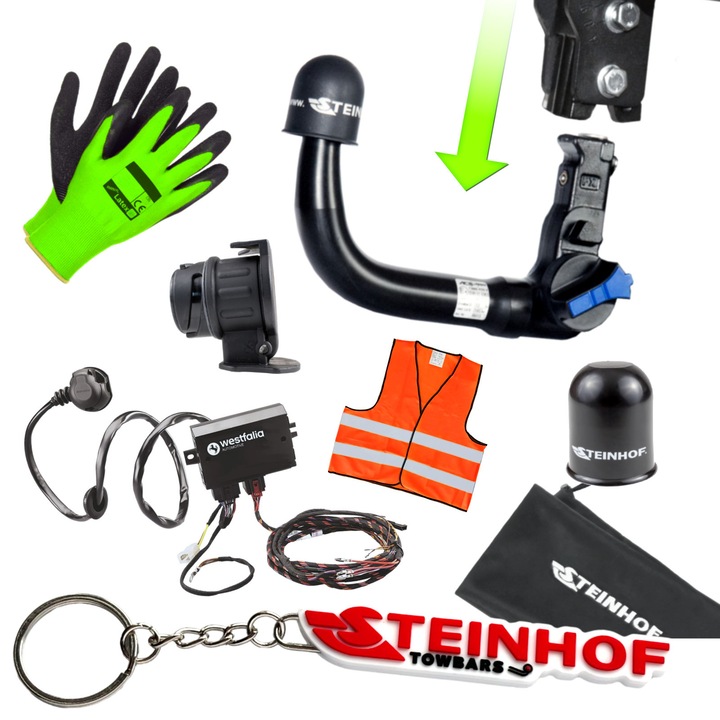 Hak de tractare Steinhof cu bila demontabila, set cu cablu electric 13 PIN, Dacia Duster 2 II SUV, 2018-2021