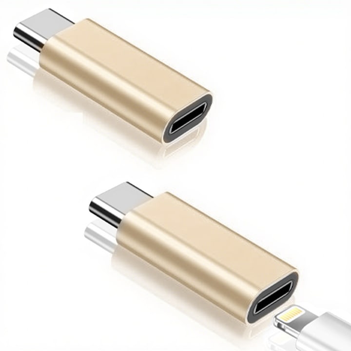 FooFoony Lightning–USB-C adapter, sárga, 2 darabos készlet, töltéshez és adatátvitelhez
