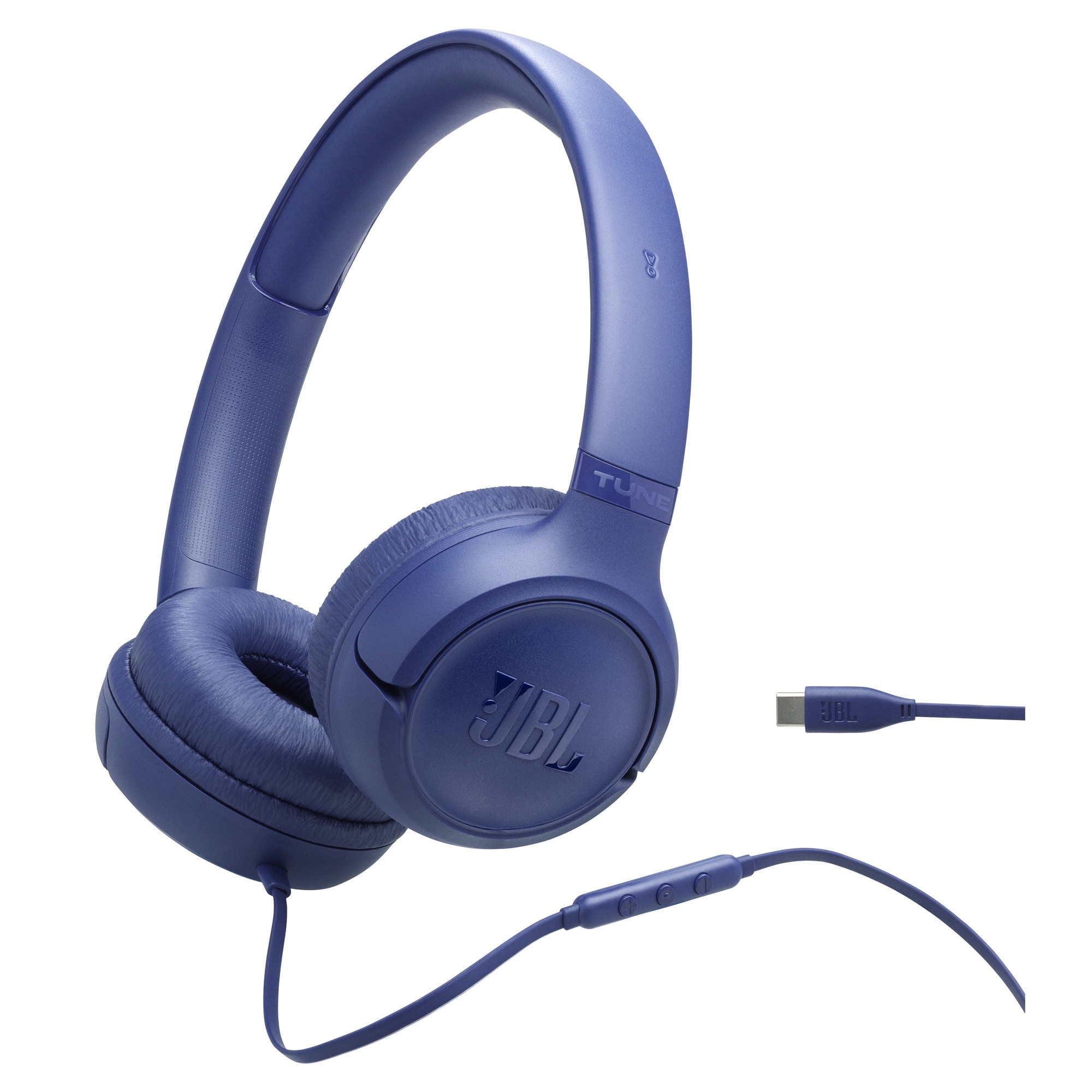 Casti JBL Tune 530C, Cu fir, On-ear, Microfon, USB-C, albastru