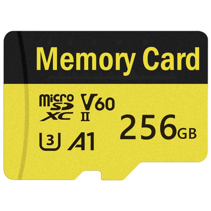 Card de memorie microSDXC 256GB cu adaptor, UHS-II U3 A1 V60, viteza pana la 100 Mb/s, pentru smartphone, tableta, drona, camera de bord si controler de joc