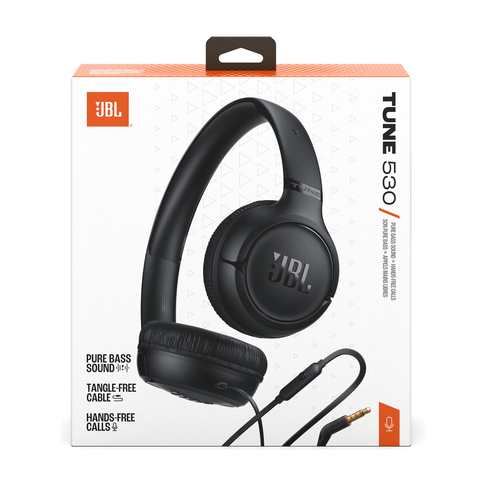 Casti JBL Tune 530, Cu fir, On-ear, Microfon, Jack 3.5mm, negru