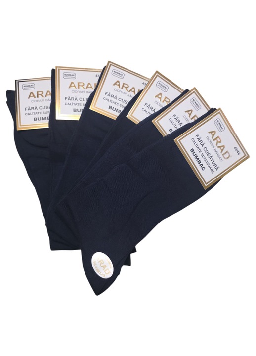 Sosete Fara Cusatura Set 6 Piese De Barbati Bumbac %100, Bleumarin, Marimea 43-46