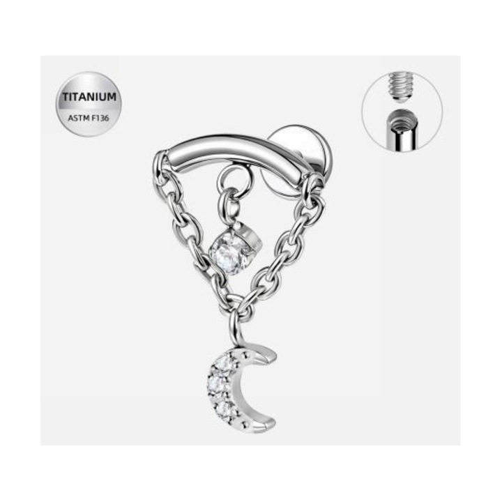 Titán piercing, Funny Party Team, ezüst, 1.2x8 mm