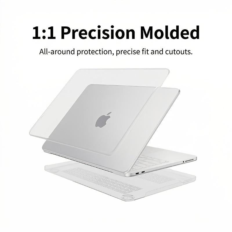 Excitat® husa transparenta rigida pentru MacBook Neo 13 inch A3404, 2026, compatibila A18 Pro, ultra subtire, anti-ingalbenire, protectie 360, decupaje precise, ventilatie inferioara, model crystal
