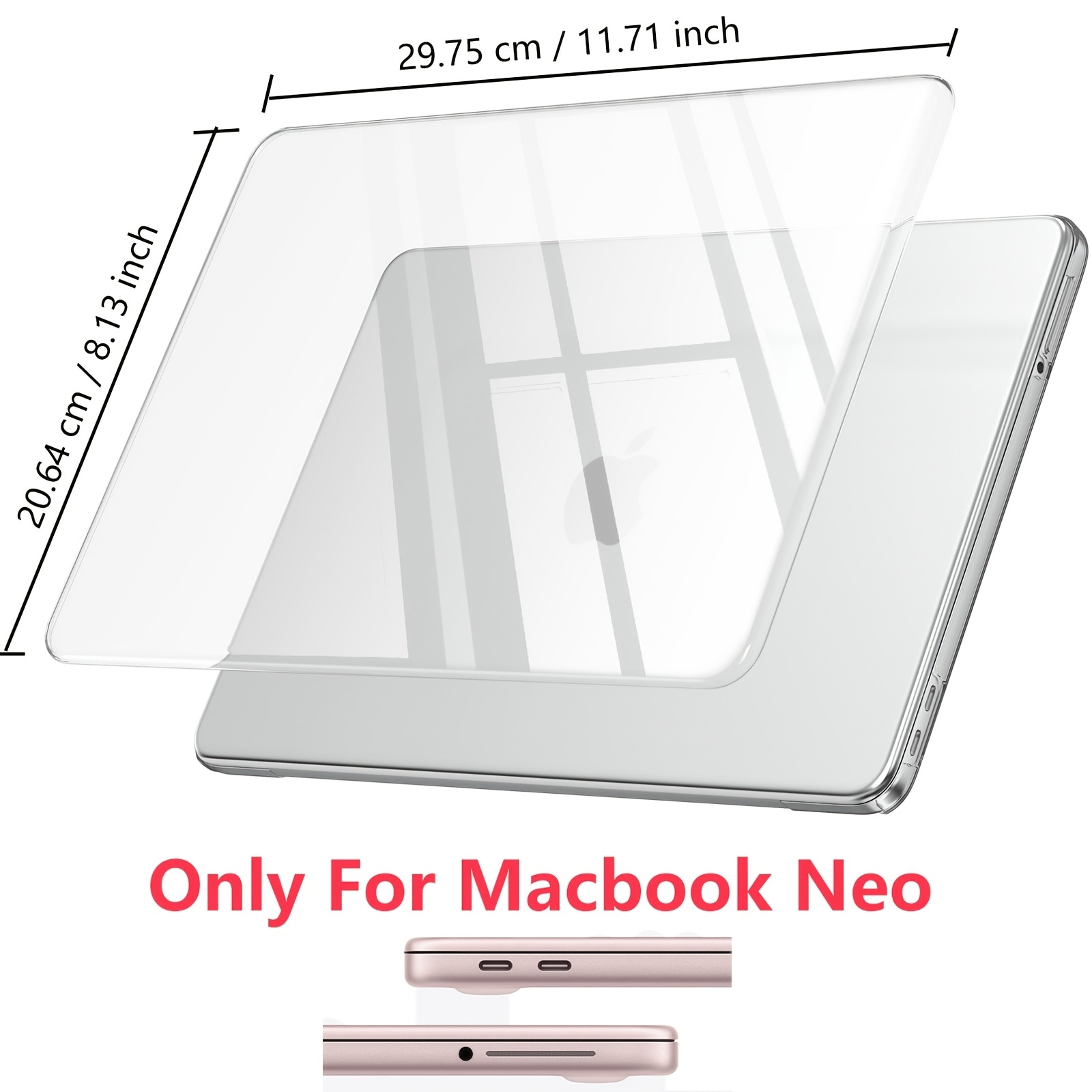 Excitat® husa transparenta rigida pentru MacBook Neo 13 inch A3404, 2026, compatibila A18 Pro, ultra subtire, anti-ingalbenire, protectie 360, decupaje precise, ventilatie inferioara, model crystal