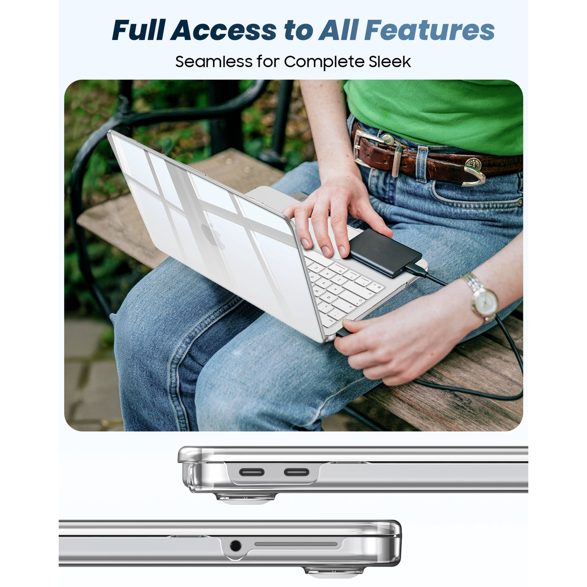 Excitat® husa transparenta rigida pentru MacBook Neo 13 inch A3404, 2026, compatibila A18 Pro, ultra subtire, anti-ingalbenire, protectie 360, decupaje precise, ventilatie inferioara, model crystal