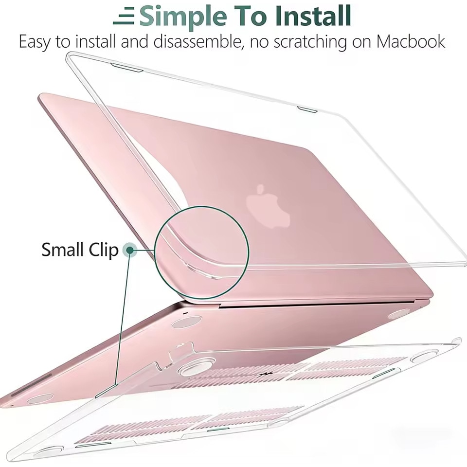 Excitat® husa transparenta rigida pentru MacBook Neo 13 inch A3404, 2026, compatibila A18 Pro, ultra subtire, anti-ingalbenire, protectie 360, decupaje precise, ventilatie inferioara, model crystal