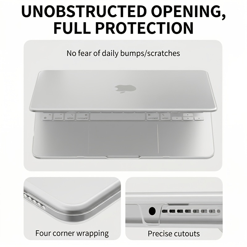 Excitat® husa transparenta rigida pentru MacBook Neo 13 inch A3404, 2026, compatibila A18 Pro, ultra subtire, anti-ingalbenire, protectie 360, decupaje precise, ventilatie inferioara, model crystal