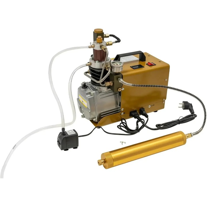 Compresor de aer cu presiune inalta PCP, Pompa de aer electrica, 30 MPa/300 bar, 100 l/min, Separator ulei-apa, 2 l, 220V stecher EU, Portabil
