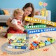 Електрически влакчета за играчки KidProtect® Builders Train, истинска пара, музика и светлини, интерактивни движещи се вагони, магнитни връзки между вагоните, подарък за момичета и момчета на 2 3 4 5 години, многоцветен