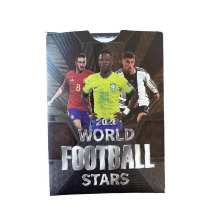 Set de 50 de cartonase de fotbal, World Football Stars 2026, negru, 4 ani+