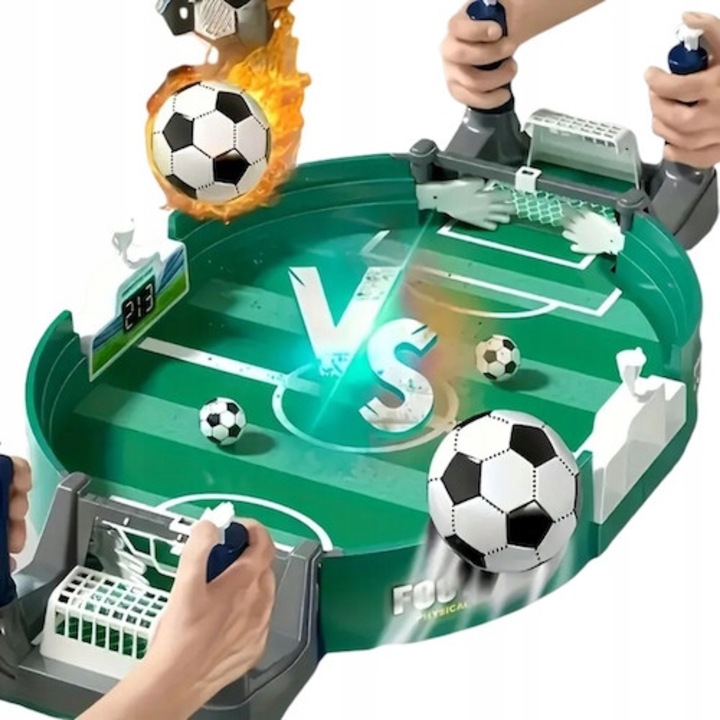 Set de jucarii, mini fotbal de masa, 5 mingi, 3+ ani, personaj educativ, dezvoltarea coordonarii, material usor si durabil, multicolor, set de 5 mingi, plastic, constructie durabila