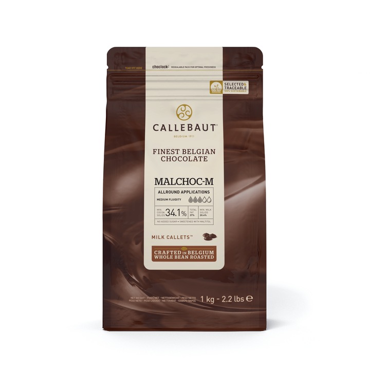 Ciocolata cu lapte fara zahar Barry Callebaut min. 34.1% unt de cacao 1kg belgiana – Ciocolata Dropsuri banuti profesionala pentru cofetarie, keto, deserturi, prajituri, ganache, glazuri, praline
