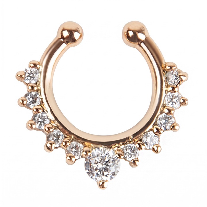 Inel fals pentru nas Septum Ring coronita cu cristale