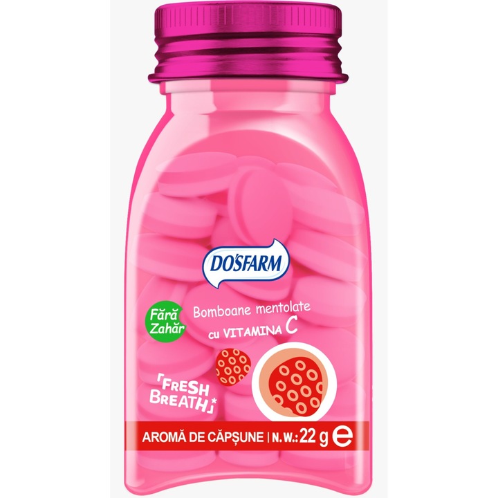 Bomboane cu aroma de capsune, Dosfarm 22g * 6 buc
