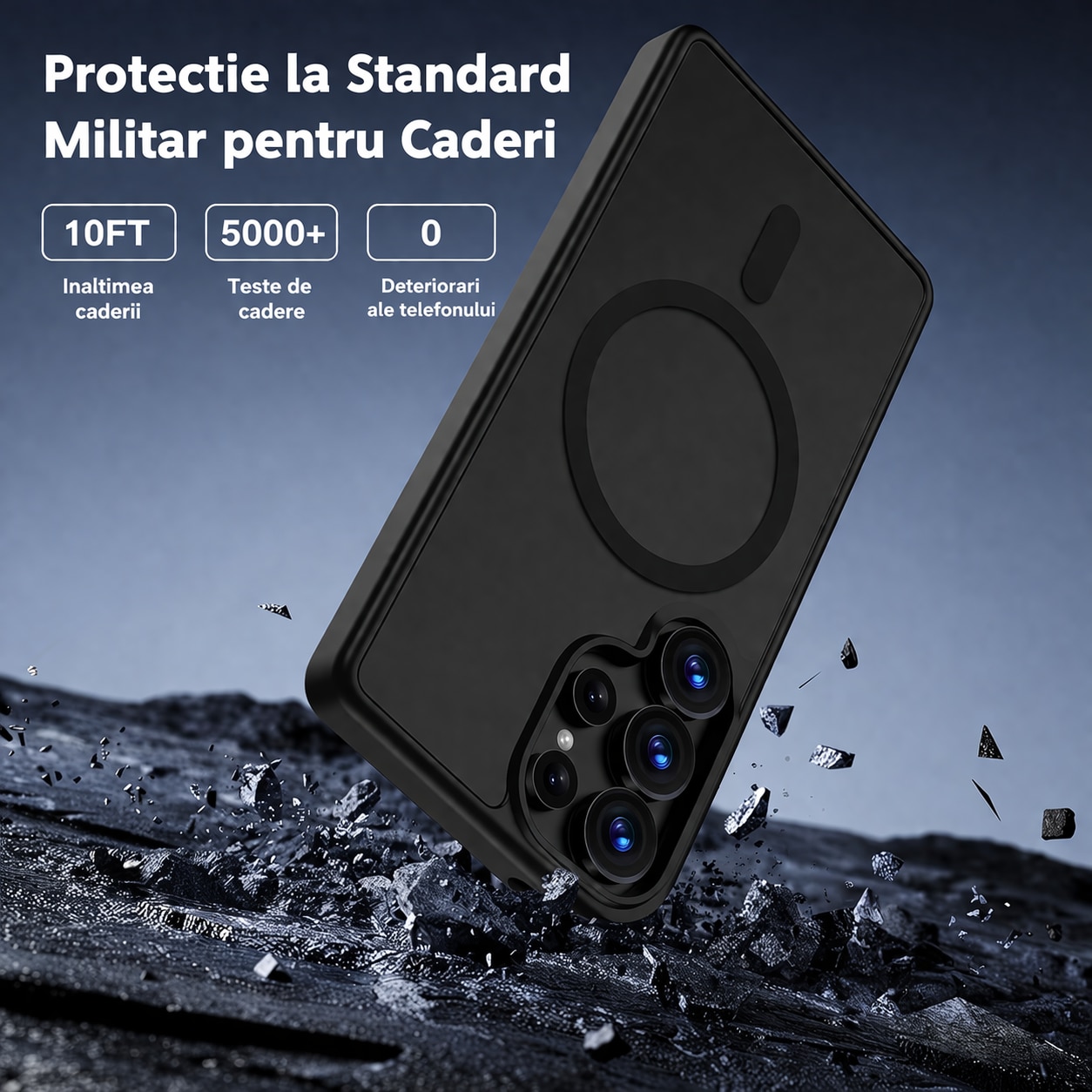 Husa Matte MagSafe pentru Samsung Galaxy S25 Ultra 5G, protectie completa, contur negru