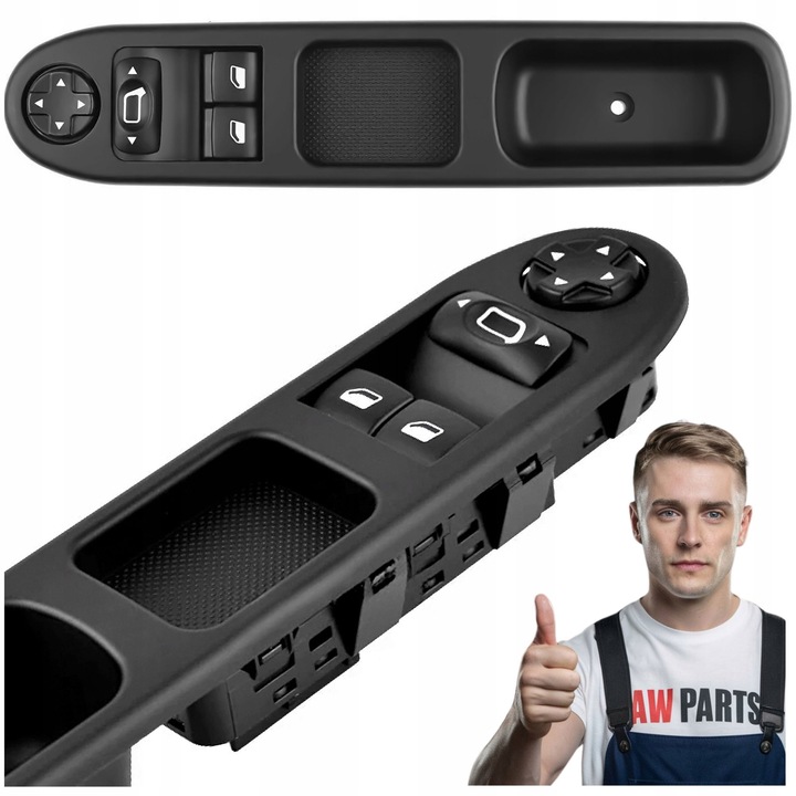 Elektromos ablakemelő kapcsoló, AWParts, Peugeot 307 01-11, bal, 6x3 tűs, Plug&Play