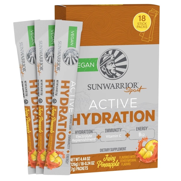 Sunwarrior Warrior Active Hydration cu electroliti, ananas zemos – 18 bucati