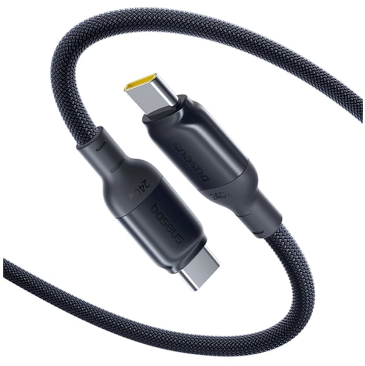 Baseus PicoGo t&aacute;p- &eacute;s adat&aacute;tviteli k&aacute;bel, USB Type-C - USB Type-C, 240W, 2m, fekete