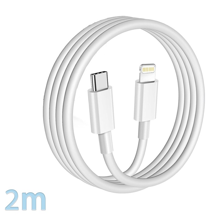 FooFoony USB-C – Lightning kábel, 2 méter, fehér, PD gyorstöltés