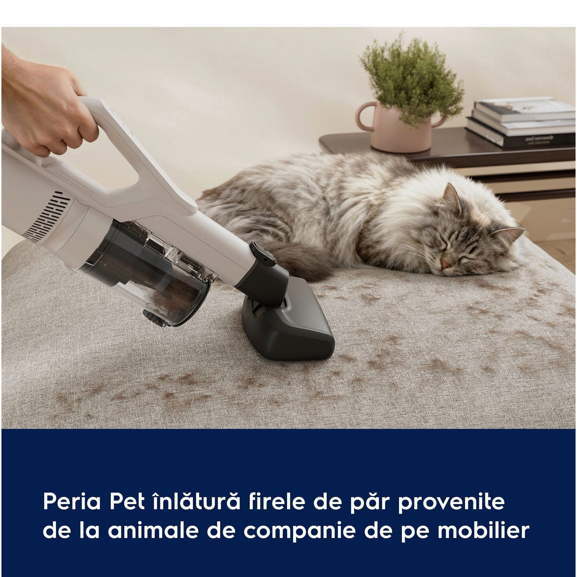 Aspirator vertical Electrolux Seria 500 EP51AH18SW, doar 1,9 kg total, autonomie max 60 min, perie MultiFloor cu lumina LED si design anti-incurcare a firelor de par, perie PET, duze pentru zone inguste si tapiterie, alb scoica