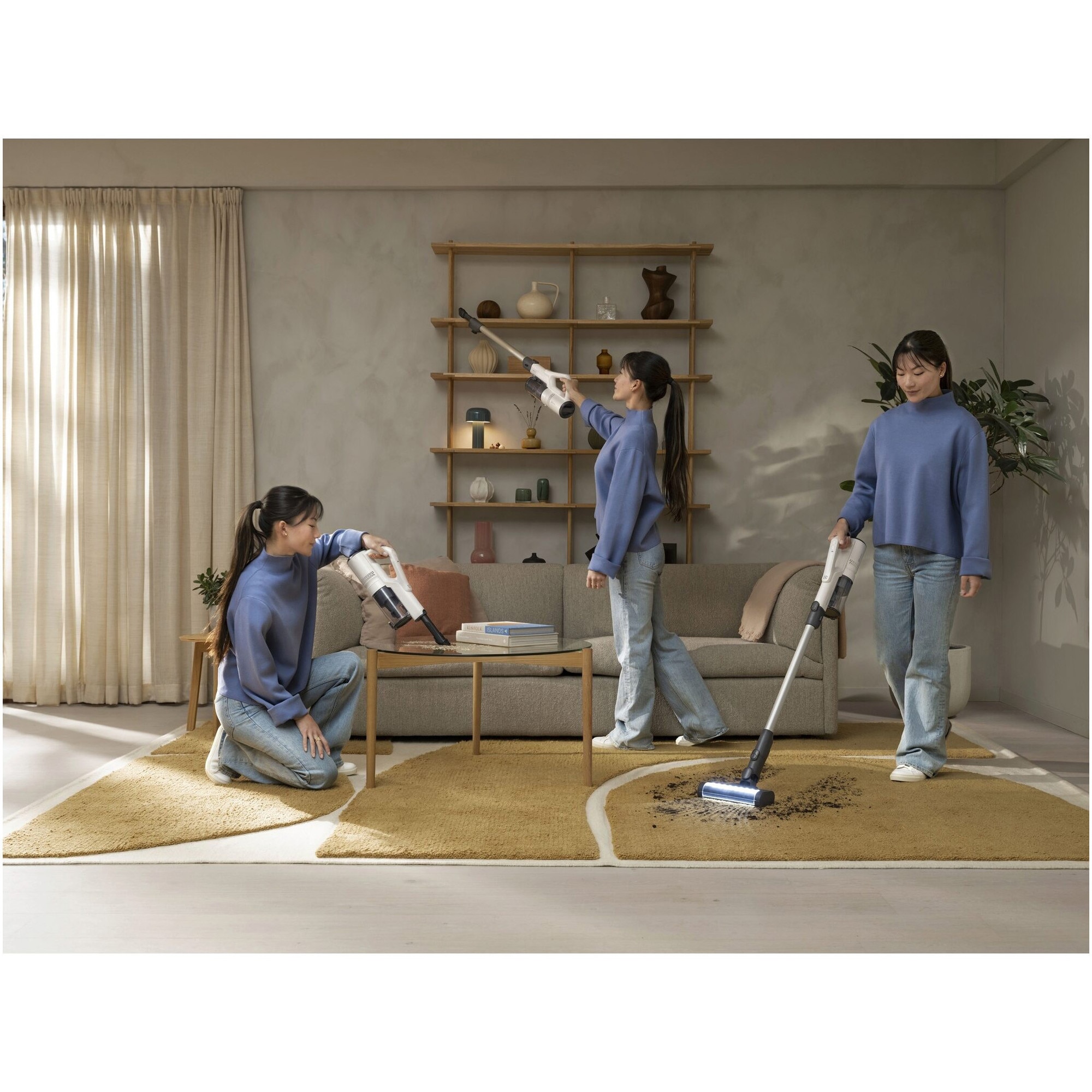 Aspirator vertical Electrolux Seria 500 EP51AH18SW, doar 1,9 kg total, autonomie max 60 min, perie MultiFloor cu lumina LED si design anti-incurcare a firelor de par, perie PET, duze pentru zone inguste si tapiterie, alb scoica