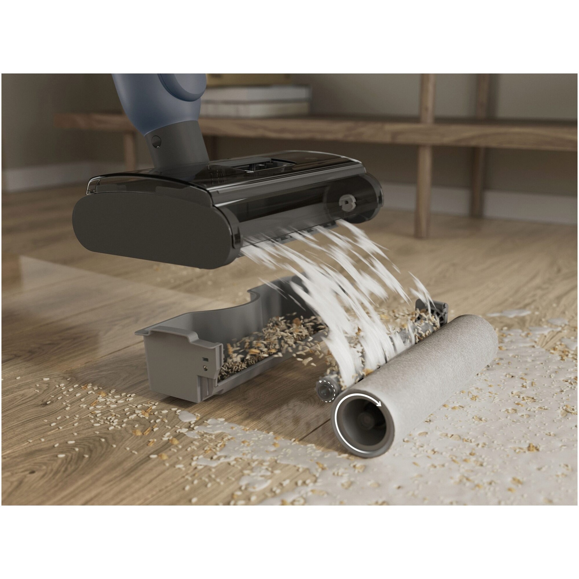 Aspirator vertical cu spalare Electrolux Seria 500 WET EW51U1DB, functie autocuratare, pana la 55 min autonomie, baza pentru incarcare, auto-curatare si depozitare, doar 68 dBA, albastru denim