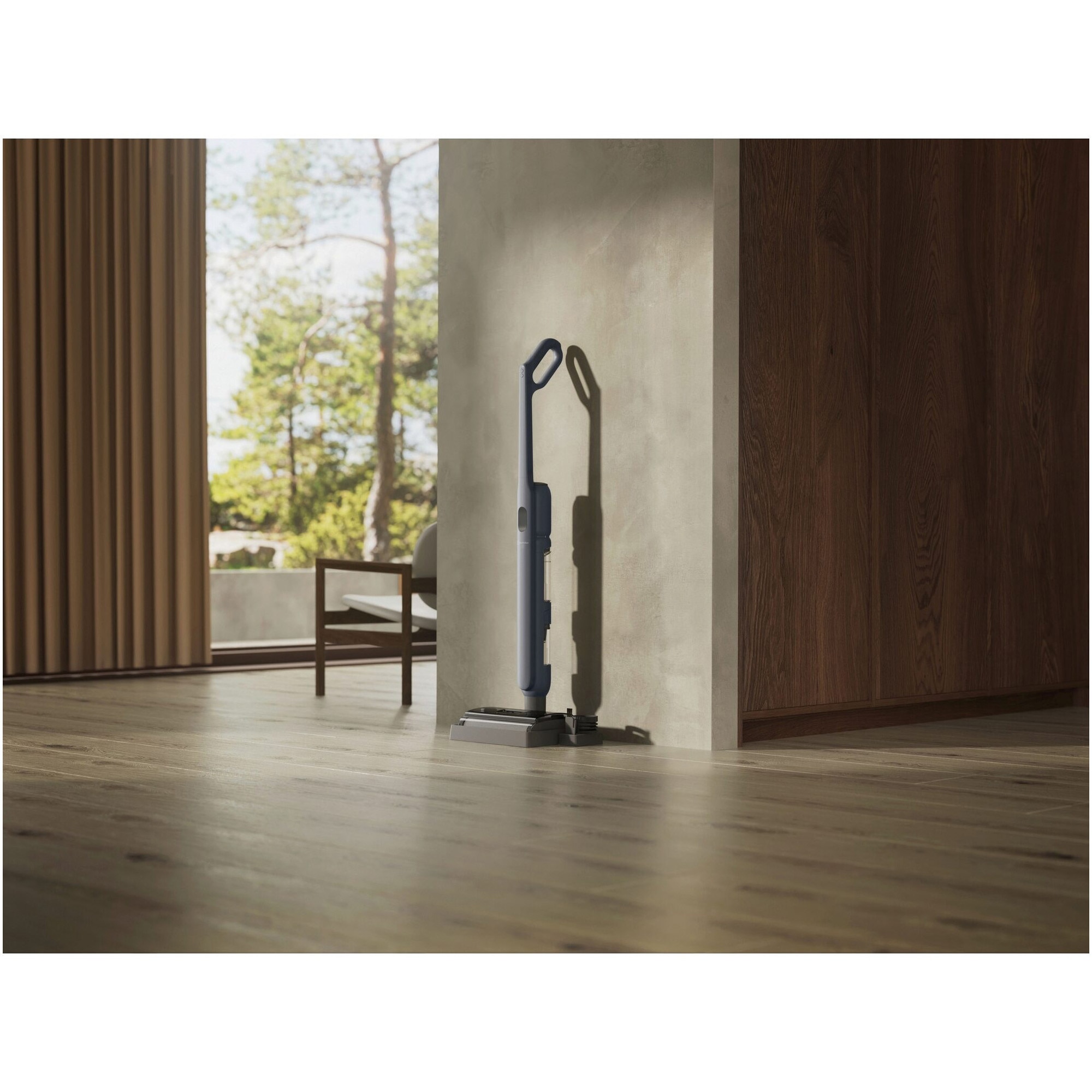 Aspirator vertical cu spalare Electrolux Seria 500 WET EW51U1DB, functie autocuratare, pana la 55 min autonomie, baza pentru incarcare, auto-curatare si depozitare, doar 68 dBA, albastru denim