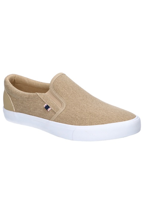 Tenisi slip-on pentru barbati American Club LH126, usori, respirabili, cu talpa alba antiderapanta, Bej