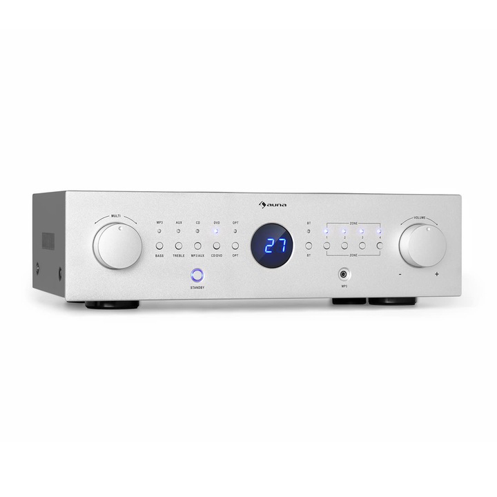Auna, Amp-Cd950 Dg, Amplificator Digital Multicanal, 8 X 100 W, Bt, Opt. Intrare, Telecomanda