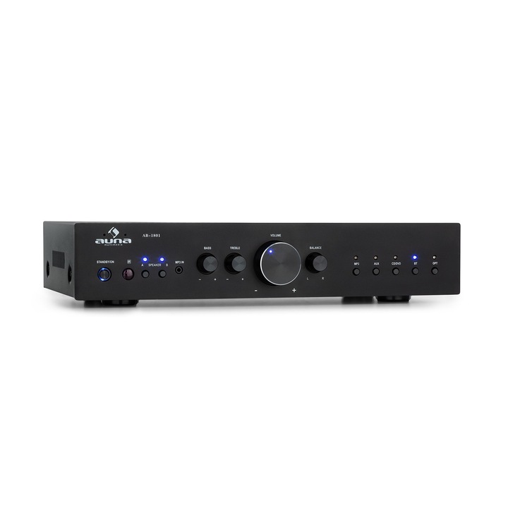 Auna, Av2-Cd608Bt, Amplificator Hifi Stereo, 4 X 100 W Rms, Bt, Intrare Optica Digitala, Negru