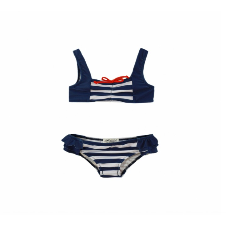 Costum de baie din doua piese fete Miranda Alb cu albastru 2-3 ani - Miranda