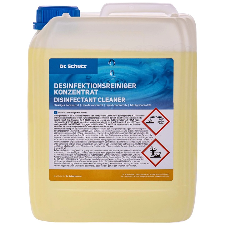 Dezinfectant concentrat Dr. Schutz 5 L, solutie profesionala pentru suprafete, lichid, utilizare universala