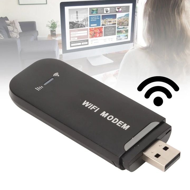 Router WiFi 4G, Negru, Pana la 10 utilizatori, USB Plug and Play, Portabil