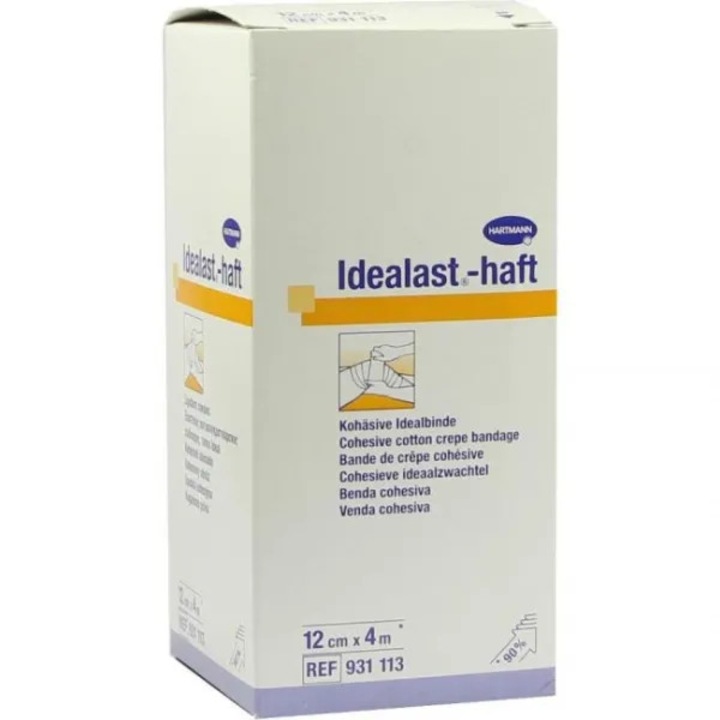 Fasă elastică autoadezivă Hartmann Idealast Haft, 12cm x 4m, compresie moderată, bumbac