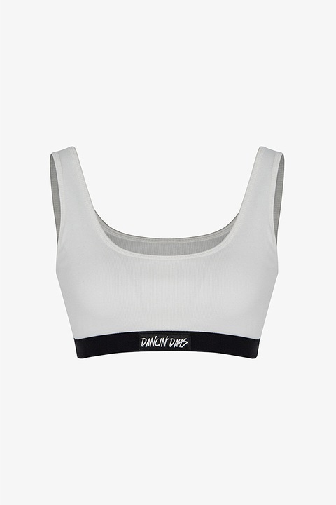Penti, Bustiera cu captuseala detasabila, pentru fitness, Alb/Negru