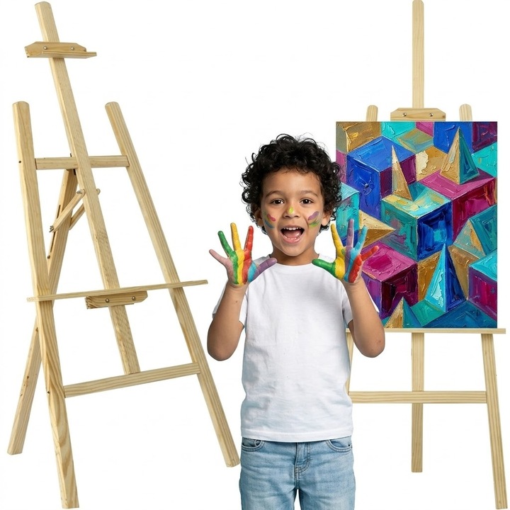 Статив за рисуване Maaleo, дървен, регулируем, сгъваем, 139x82x57см, кафяв