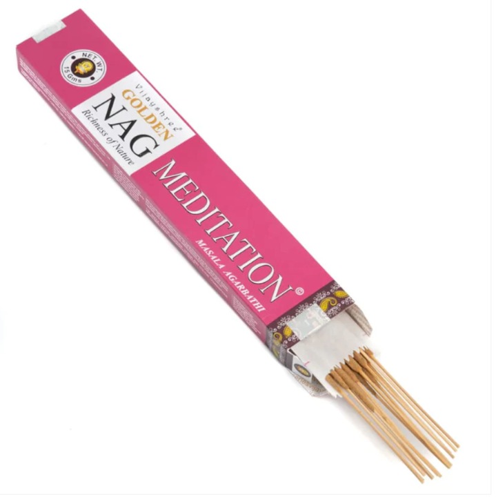Betisoare parfumate naturale de tamaie Golden NAG MEDITATION, fara substante toxice, aprox. 12-15 buc/ pachet, 15g, Vijayshree, origine India