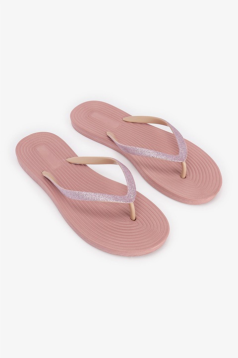 Penti, Papuci flip-flop cu aspect stralucitor, Violet deschis/Roz prafuit, 38