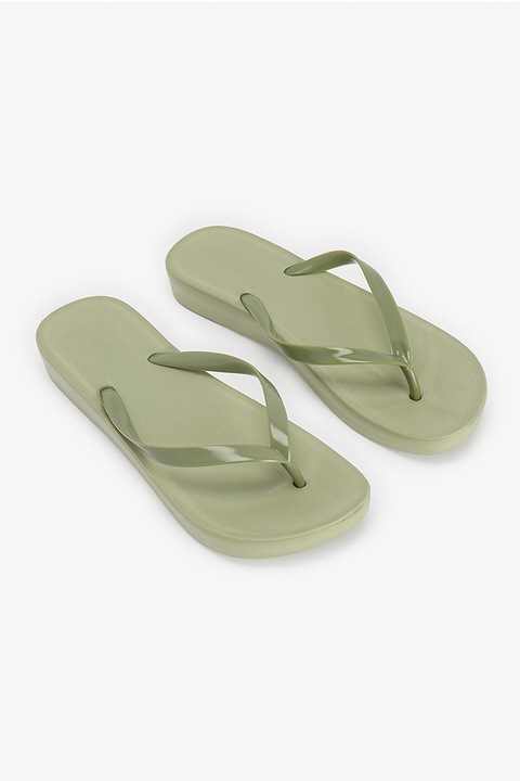 Penti, Papuci flip-flop cu model uni, Verde masliniu pal, 37