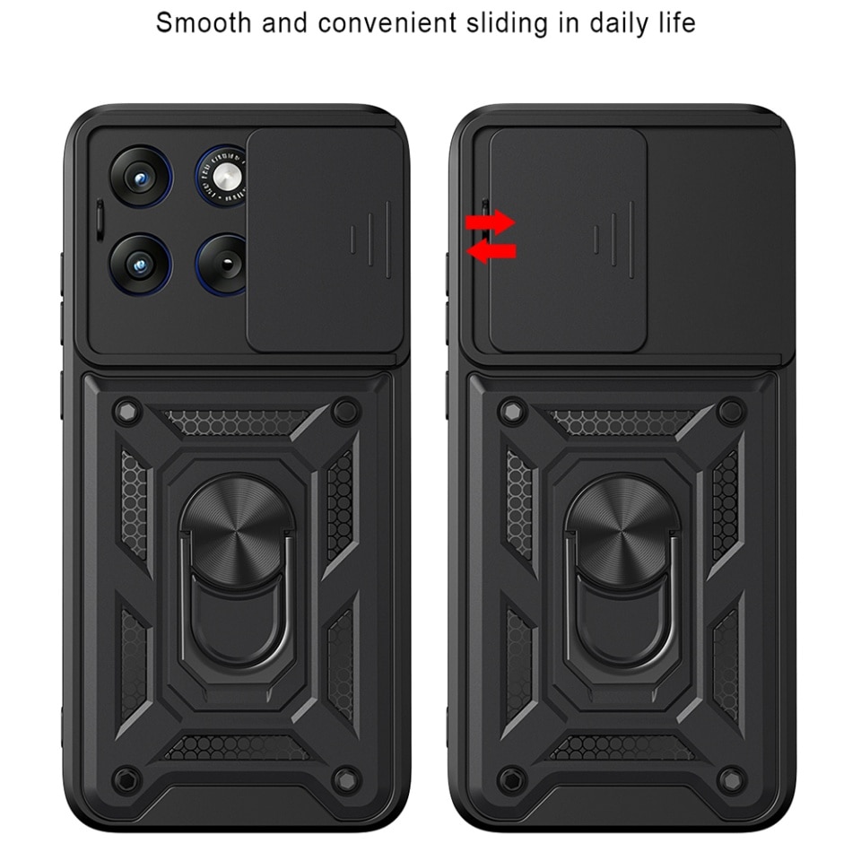 Husa pentru Motorola Edge 70 Fusion, protectie camere, Inel magnetic, set cu sticker, CamShield, Verde