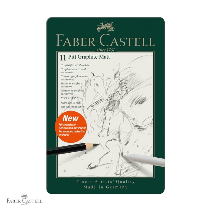 Set 11 creioane grafit mat Faber-Castell Pitt, ultra-mat, pentru desen si schite profesionale