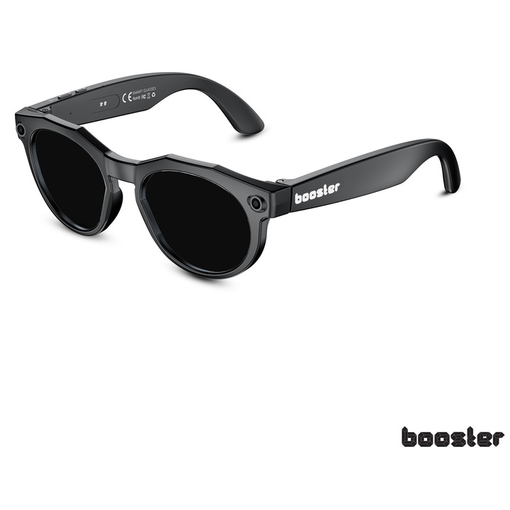 Ochelari Smart Booster Vision One, Camera 4K, Foto 8MP, Difuzoare Open-Ear, Rezistență IP66, Alb