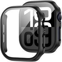 Husa cu Folie CASEY STUDIOS™ compatibila cu Apple Watch 10/11 - 46MM, Protectie 360°, Policarbonat Dur, Ultra-Subtire, Anti-Soc Full Screen, Sticla 9H, Carcasa Ceas Smartwatch, Kit de Instalare, Negru