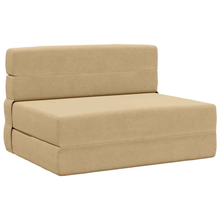 Canapea Plianta cu Pat vidaXL, Crem 190 x 70 x 15 cm